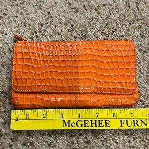 Orange faux alligator wallet